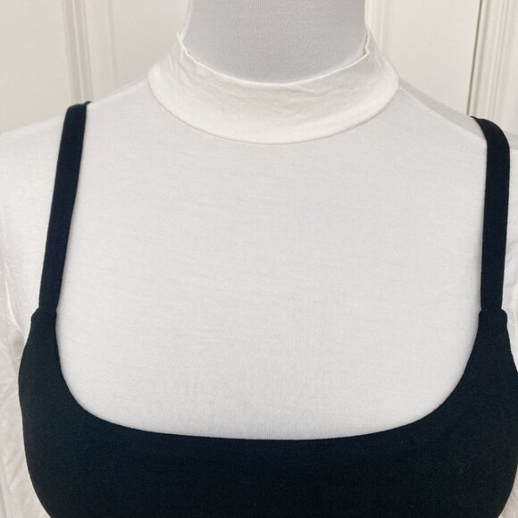 NWT Forever 21 Women's Black white Fake Two Piece Long Sleeve A Line Slim Dress - Picture 2 of 6
